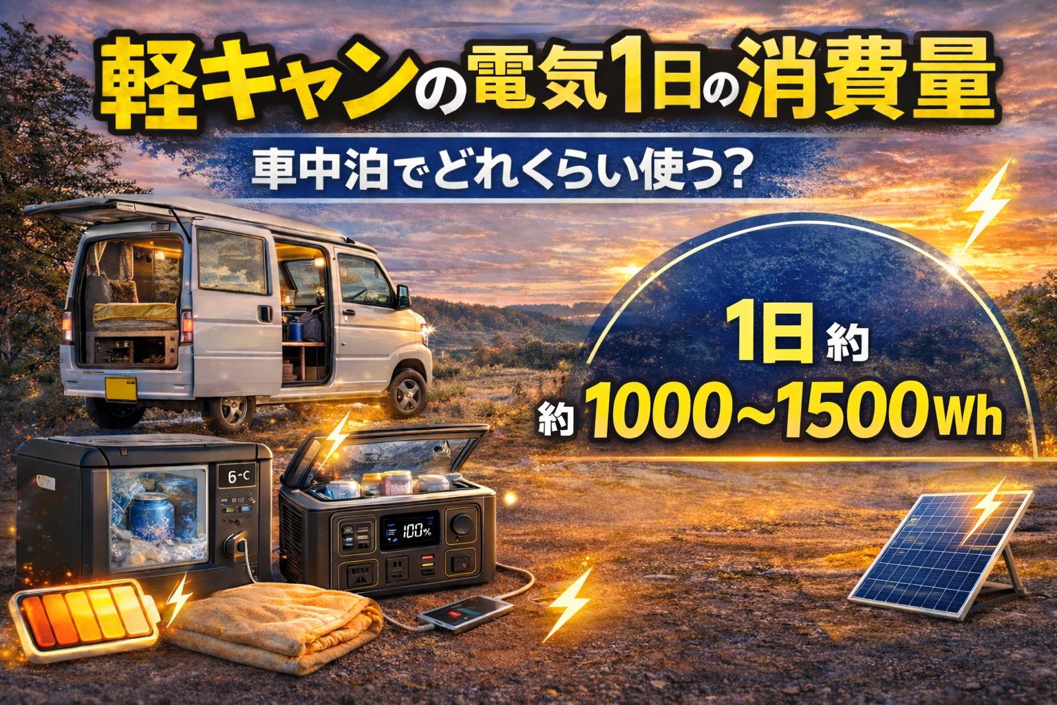 軽キャンの１日の電気使用量のイメージ
