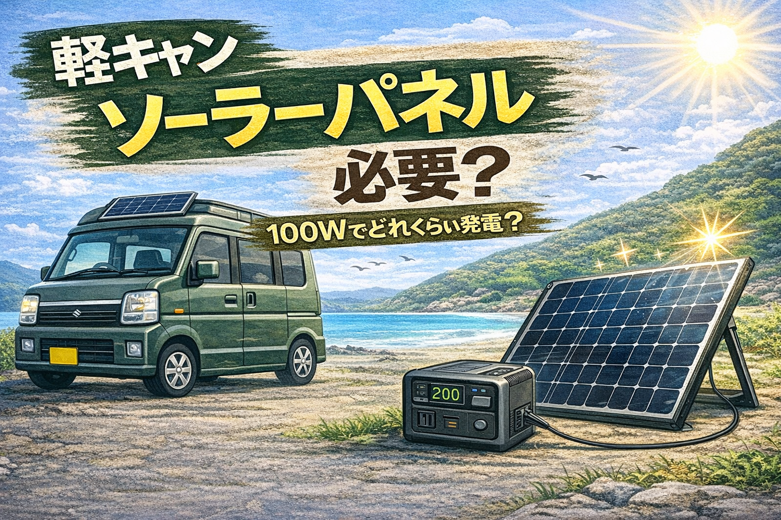 軽キャンのソーラーパネルのイメージ